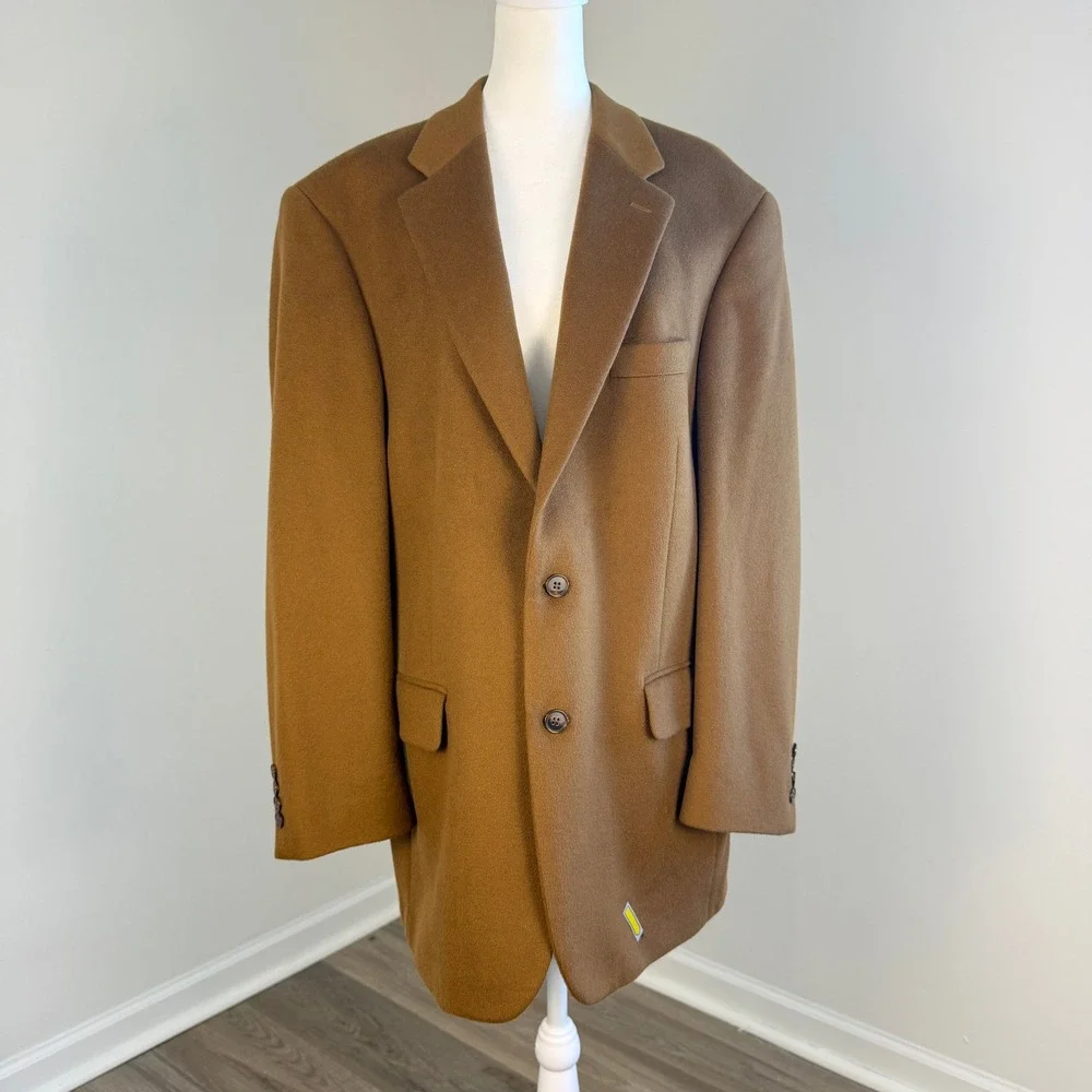 Coconut Grove 100% Cashmere Blazer Mens Large Camel Brown Sport Coat‎ Luxury